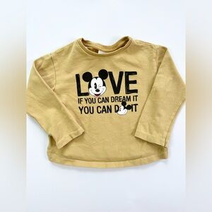 Zara Disney Mickey Mouse Kids Long Sleeve Yellow Tee
